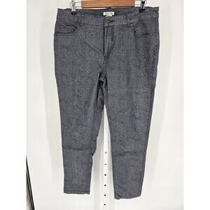 Per Se Women's Mid Rise Pockets Button Closer Snake Cotton Jeans Size 12